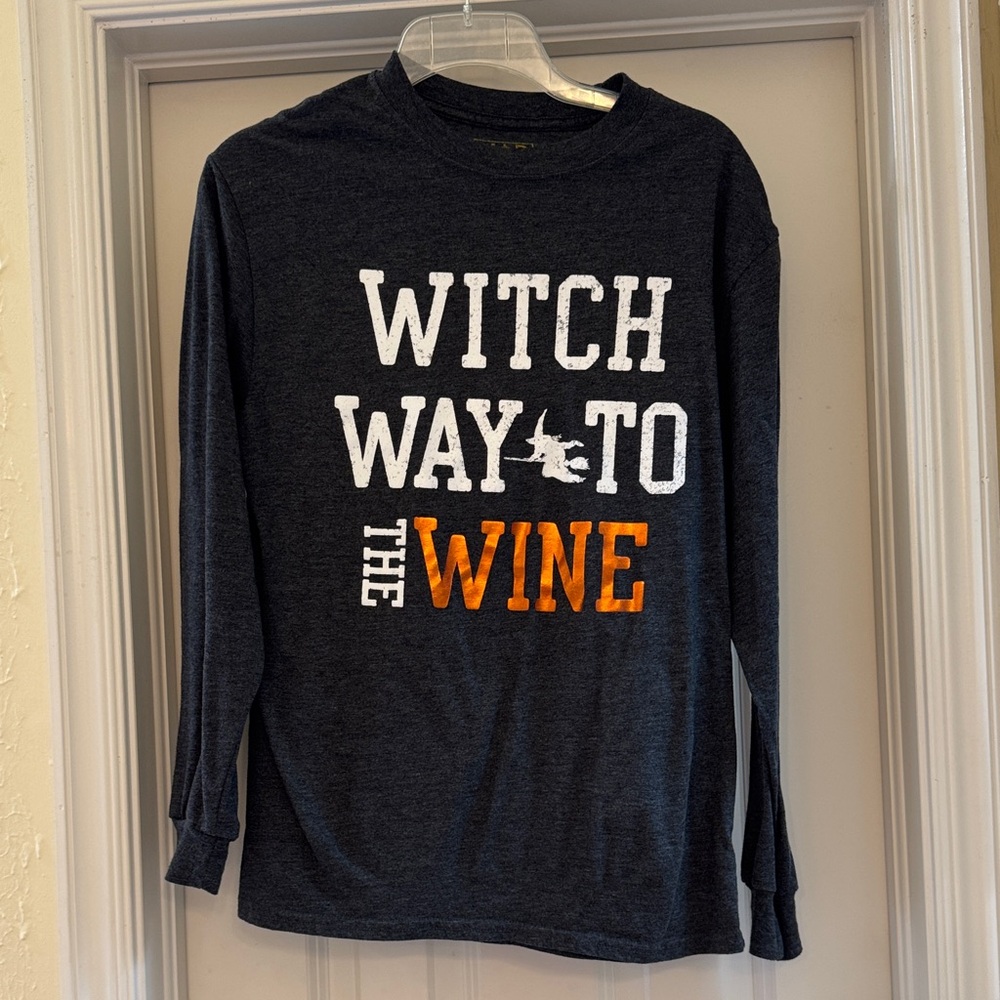 Witch Way to the Wine Graphic Long Sleeve Shirt